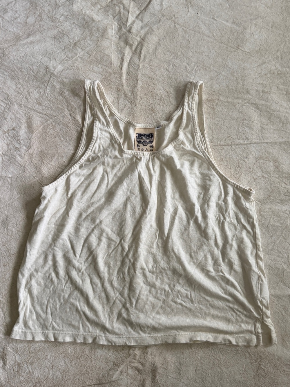 Jungmaven Cropped Tank in Washed White